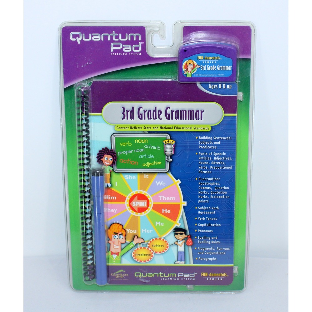 LeapFrog Quantum Pad 3rd Grade Grammar FUN-damentals Book Cartridge New Sealed